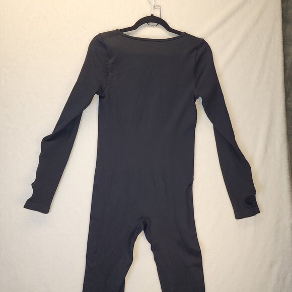 Women Long Sleeve Yoga Jumpsuits Workout Ribbed Bodysuits Pants Sexy One Piece - Picture 9 of 9